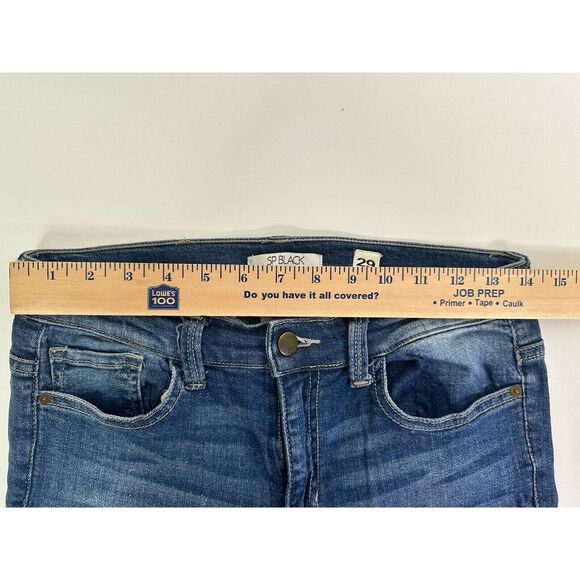 SP Black Label Jeans Women's 29 Skinny Pearl Beads Split Raw Hem Denim Blue‎ - Picture 5 of 9